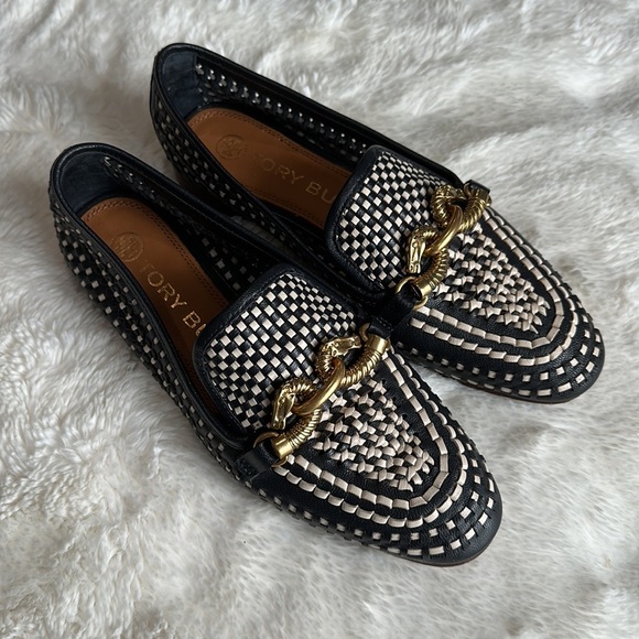 Tory Burch Jessa Woven Loafer Blue Leather Dragon Detail size 6 - Picture 5 of 12